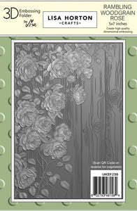 Rambling Woodgrain Rose 3D Embossing Folder Lisa Horton LHCEF230