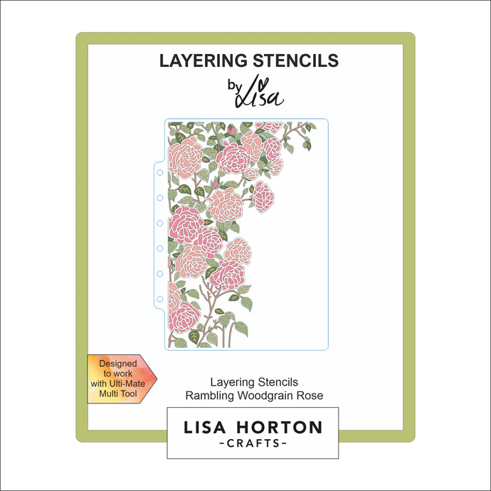 Rambling Woodgrain Rose 3D Embossing Folder Lisa Horton LHCAS186
