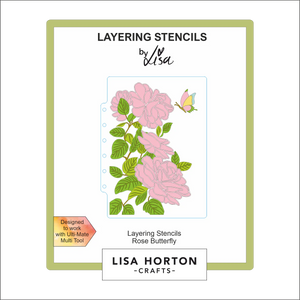 Rose Butterfly 5x7 Layering Stencils Lisa Horton LHCAS189