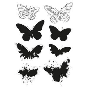 Sizzix™ A5 Clear Stamps Set 8PK w/2PK Framelits® Die Set Painted Pencil Butterflies by 49 and Market 666634