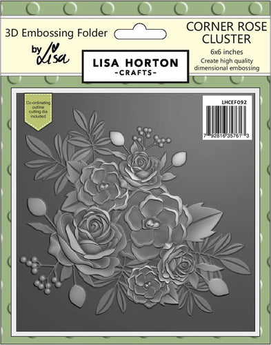 Corner Rose Cluster 6x6 3D Embossing Folder and Die LHCEF092 Lisa Horton