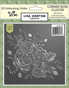 Corner Rose Cluster 6x6 3D Embossing Folder and Die LHCEF092 Lisa Horton
