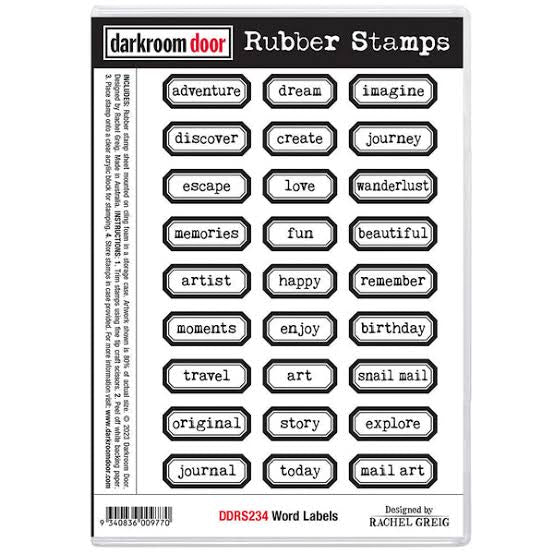 Word Labels Darkroom Door Rubber Stamps