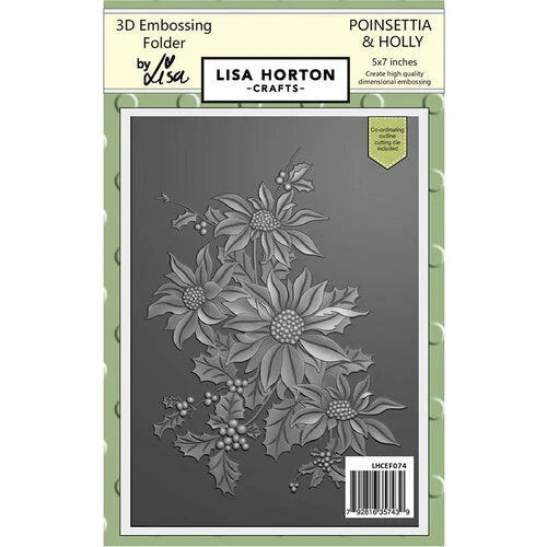 Poinsettia & Holly 5x7 Embossing Folder & Die by Lisa Horton