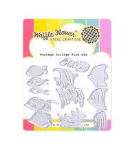 Load image into Gallery viewer, Postage Collage Fish Die Waffle Flower 422463