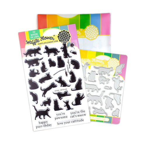 Cattitude Combo Stamp and Die Set WFC1543 Waffle Flower