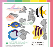Load image into Gallery viewer, Postage Collage Fish Die Waffle Flower 422463