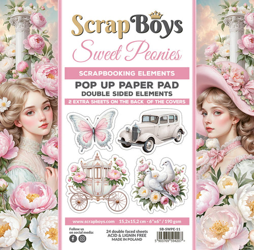 Sweet Peonies 6x6” Fussy Cut Pop Up Paper Pad ScrapBoys SB-SWPE-11