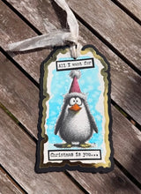 Load image into Gallery viewer, Cheery Penguin A6 Red Rubber Stamp IndigoBlu