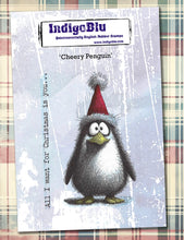 Load image into Gallery viewer, Cheery Penguin A6 Red Rubber Stamp IndigoBlu