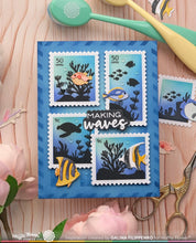 Load image into Gallery viewer, Postage Collage Fish Die Waffle Flower 422463