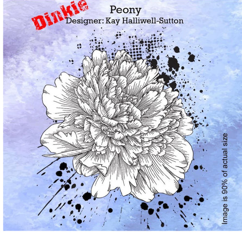 Peony Dinkie A7 Red Rubber Stamp IndigoBlu IND0159