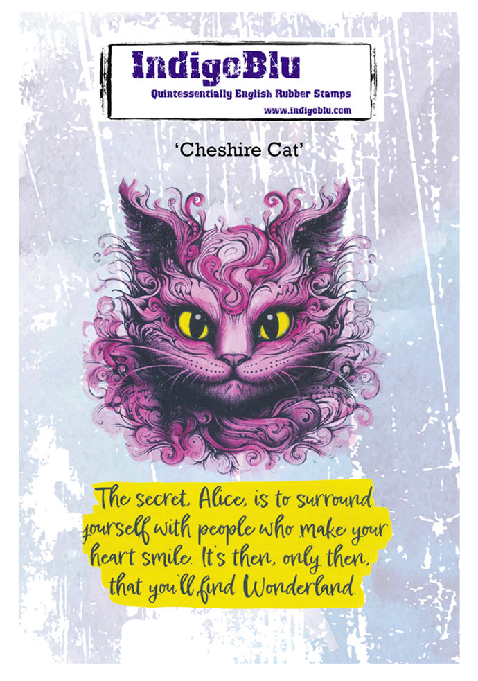 Cheshire Cat A6 Alice Red Rubber Stamp Indigoblu