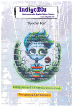 Load image into Gallery viewer, Spooky Boy A6 Red Rubber Stamp IndigoBlu