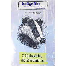 Load image into Gallery viewer, Winter Badger A6 Red Rubber Stamp