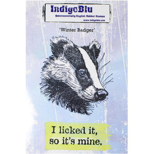 Winter Badger A6 Red Rubber Stamp