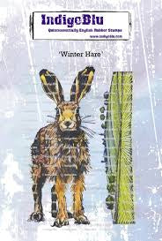 Winter Hare A6 Red Rubber Stamp IndigoBlu IND1378