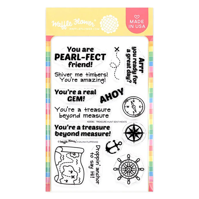 Treasure Hunt Sentiments Stamp Set Waffle Flower 422081
