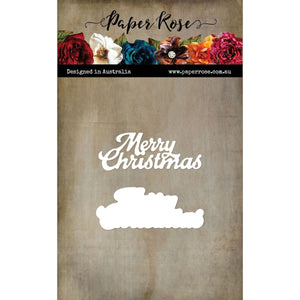 Merry Christmas Small Fancy Script Layered Die Paper Rose 32439