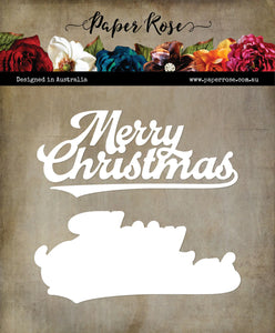 Merry Christmas Large Fancy Script Layered Die 32442 Paper Rose