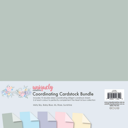 Heart & Soul 12x12” Coordinating Cardstock Bundle UCP3008 Uniquely Creative
