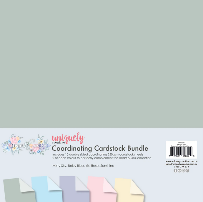 Heart & Soul 12x12” Coordinating Cardstock Bundle UCP3008 Uniquely Creative
