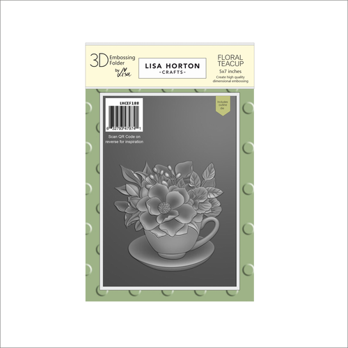 Floral Teacup 5x7 Embossing Folder & Die Set Lisa Horton LHCEF188