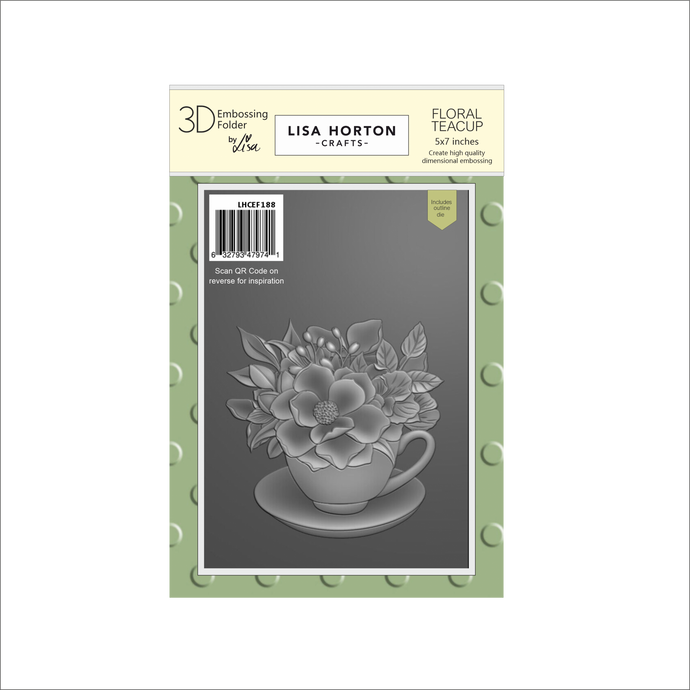 Floral Teacup 5x7 Embossing Folder & Die Set Lisa Horton LHCEF188