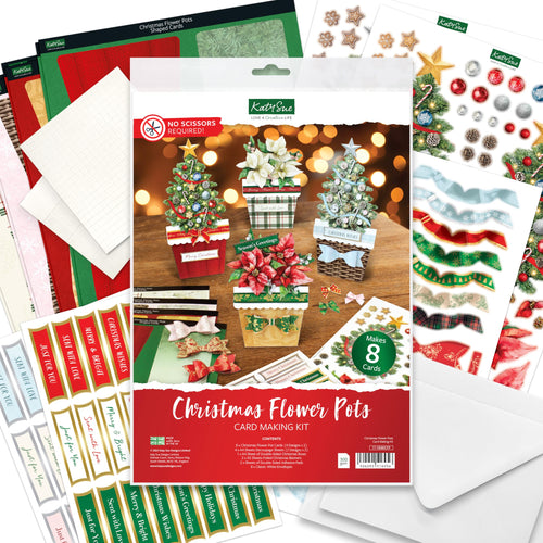 Christmas Flower Pots Card Making Kit Katy Sue 17-10080CFP