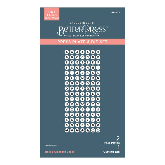 Bestie Alphabet Beads BetterPress Plates Spellbinders BP-223