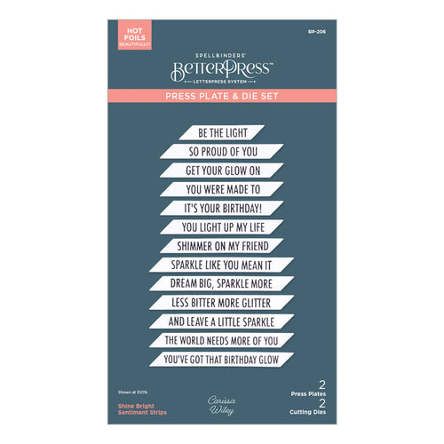 Shine Bright Sentiment Strips BetterPress Plates Spellbinders BP-206