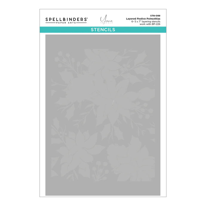 Layered Festive Poinsettias Stencils Spellbinders STN-098