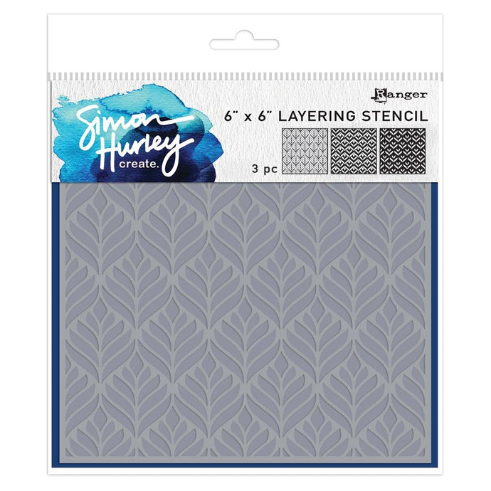 Geo Leaves 6x6” Layering Stencils Simon Hurley HUS91684