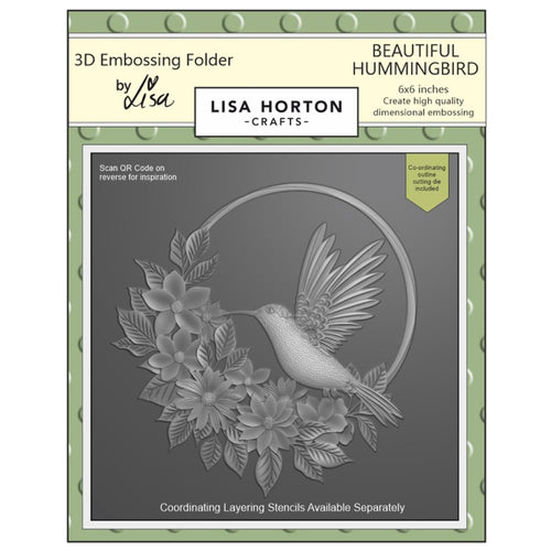 Beautiful Hummingbird 6x6 Embossing Folder & Die Lisa Horton LHCEF136