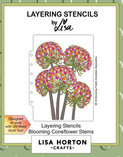 Blooming Coneflower Stems Layering Stencils Lisa Horton LHCAS140