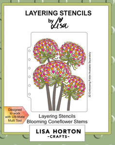Blooming Coneflower Stems Layering Stencils Lisa Horton LHCAS140