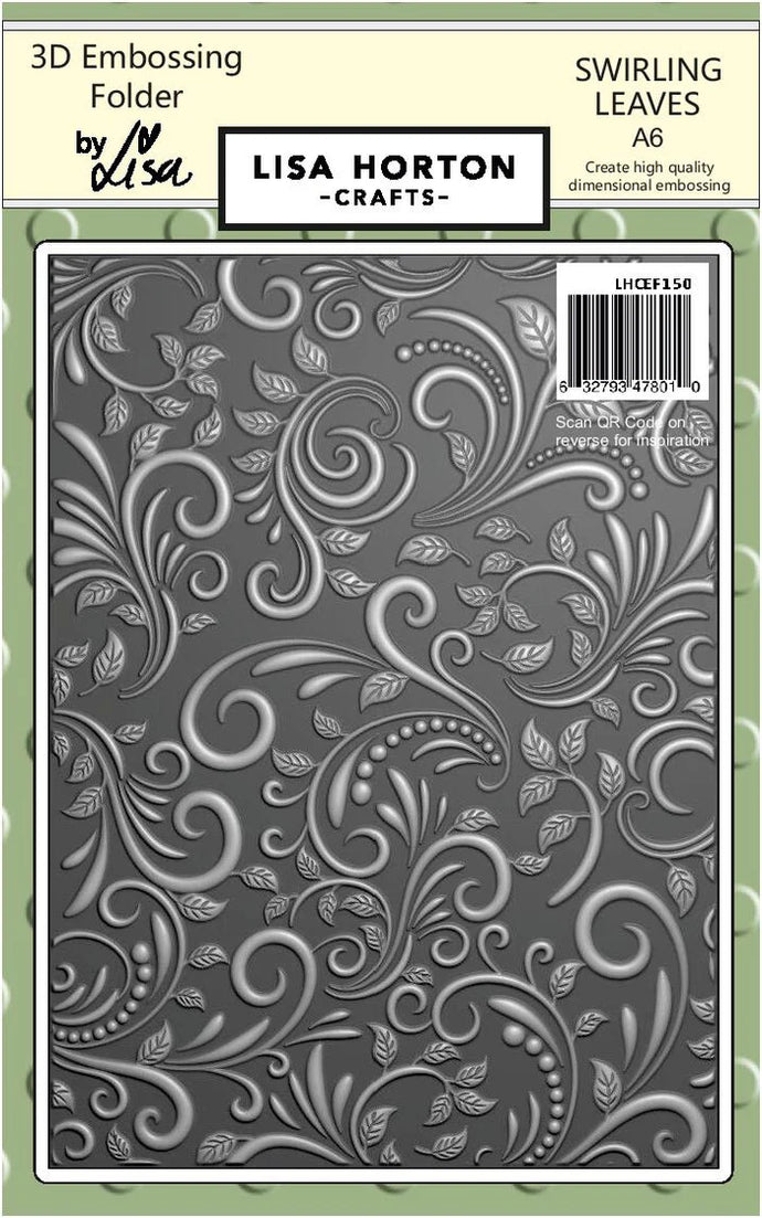 Swirling Leaves A6 3D Embossing Folder Lisa Horton LHCEF150