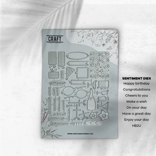 Birthday Sentiments Mini Tag Die Set CraftAddictionUK