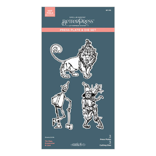 Pre Order Wonder of Oz Tin Man, Scarecrow & lion BetterPress Plate & Die Set Spellbinders BP-332