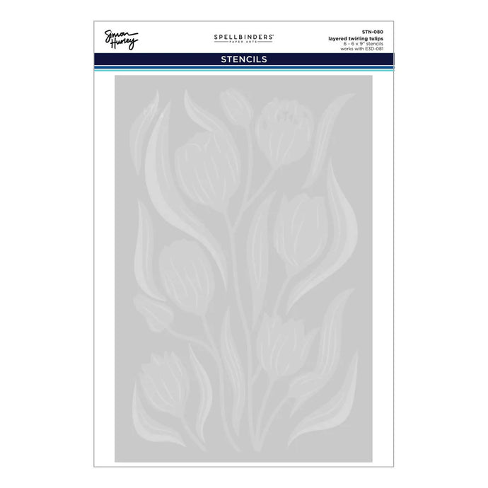 Layered Twirling Tulips Stencil Set Simon Hurley STN-080 Spellbinders