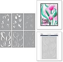Load image into Gallery viewer, Layered Twirling Tulips Stencil Set Simon Hurley STN-080 Spellbinders
