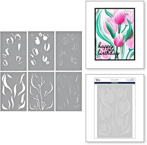 Layered Twirling Tulips Stencil Set Simon Hurley STN-080 Spellbinders
