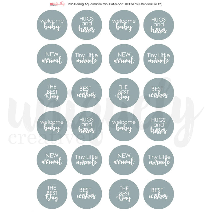Hello Darling Aquamarine Cut a Part Sheet Mini UCCS178