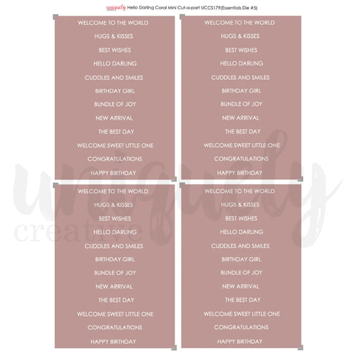 Hello Darling Coral Cut a Part Sheet Mini UCCS179