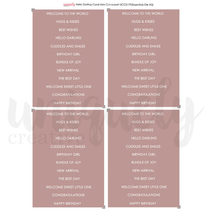 Hello Darling Coral Cut a Part Sheet Mini UCCS179