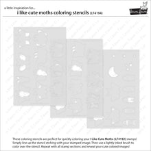 Load image into Gallery viewer, I Like Cute Moths Colouring Stencils Lawn Fawn LF4194