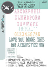 Load image into Gallery viewer, Fine Line Alpha 01 Stamp &amp; Dies Sizzix 666807 49 &amp; Market