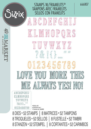 Fine Line Alpha 01 Stamp & Dies Sizzix 666807 49 & Market
