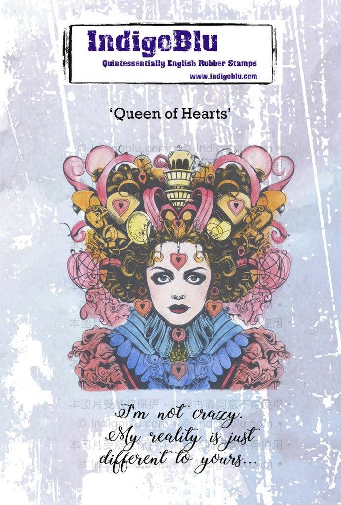 Queen of Hearts A6 Red Rubber Stamp IndigoBlu