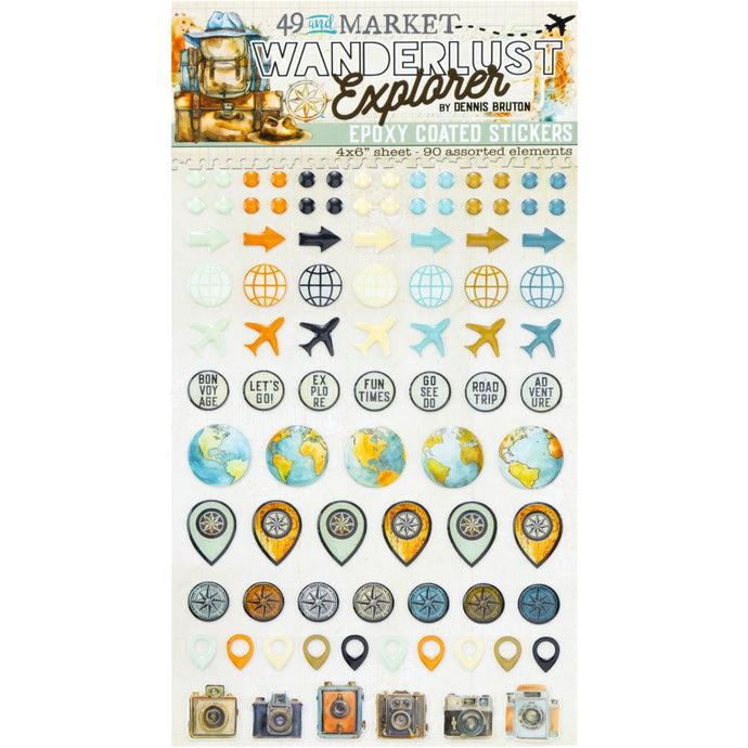 Wanderlust Explorer Epoxy Stickers 49 & Market DWE-30464